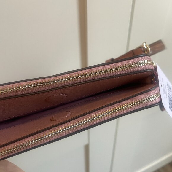 Kate Spade Cameron Double Zip Small Crossbody Bag in Dusty Peony Pink - Picture 9 of 16